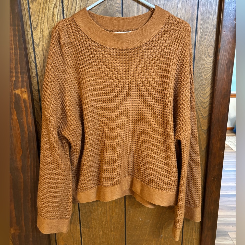 Listicle Warm Tan/Orange Crew Neck Sweater